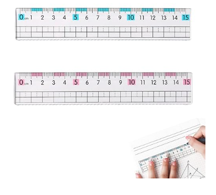 WFGKPXC 定規 15cm プラスチック 透明ものさし ブルー+ピンク 2個入り
