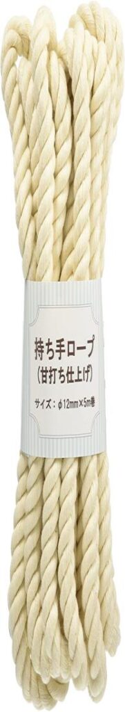 日本紐釦貿易 持ち手ロープ 甘打ち仕上げ 生成 12mm×5m巻 S3-1